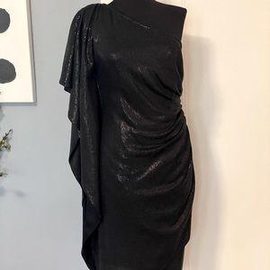 ~St. John Knit One Shoulder Ruffle Sequin Cocktail Dress Sz. 2 $1495+tax